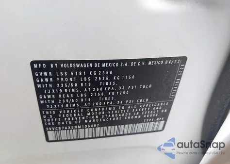 2022 Volkswagen Tiguan 2.0T Se R-Line Black z USA, uszkodzony, nr VIN 3VVCB7AX8NM105497